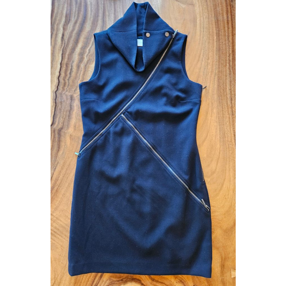 Michael Kors Black Silver Zipper Sleeveless Dress Size 10